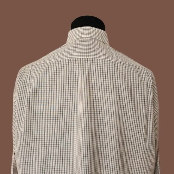 MOHAN CUSTOM TAILORS INC MEN LONG SLEEVE CHECKS DRESS SHIRT - SIZE 17.5 - Picture 6 of 6